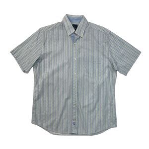 Tailorbyrd Shirt Mens M Medium Stripe Pinpoint Button Down Short Sleeve Cotton